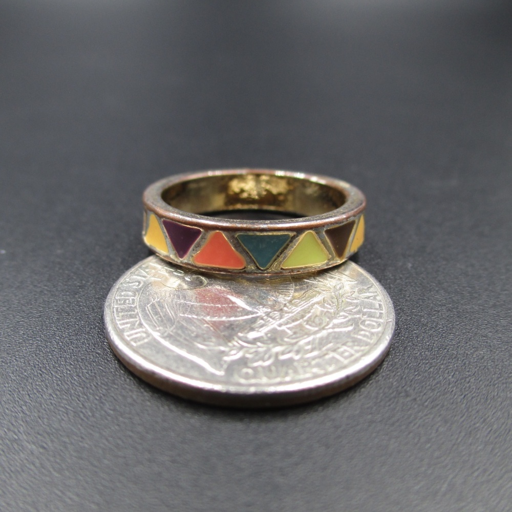 Size 8 Bronze Tone Handmade Colorful Painted Ring - Picture 2 of 4